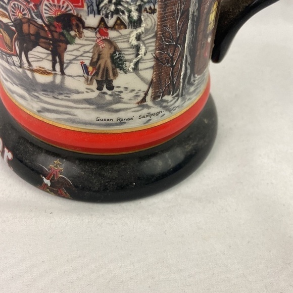Vtg Budweiser Christmas Susan Sampson Beer Stein - Picture 4 of 8